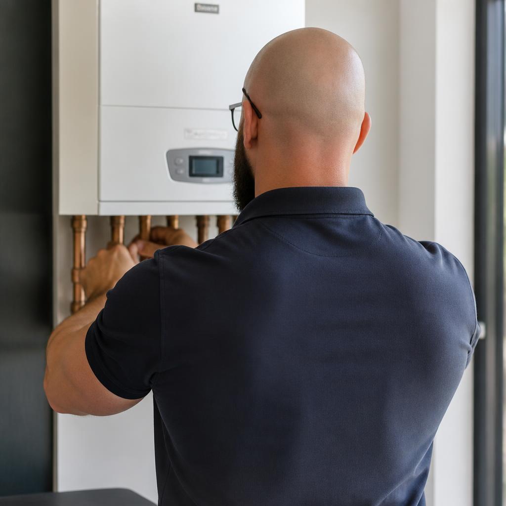 ARK Heating engineer servicing a combi boiler